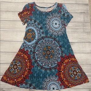 Korsis Vibrant Blue and Orange A-line Casual Knit Dress